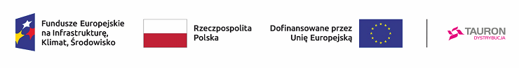 Logo Funduszy Europejskich, Unii Europejskiej oraz TAURON Dystrybucja