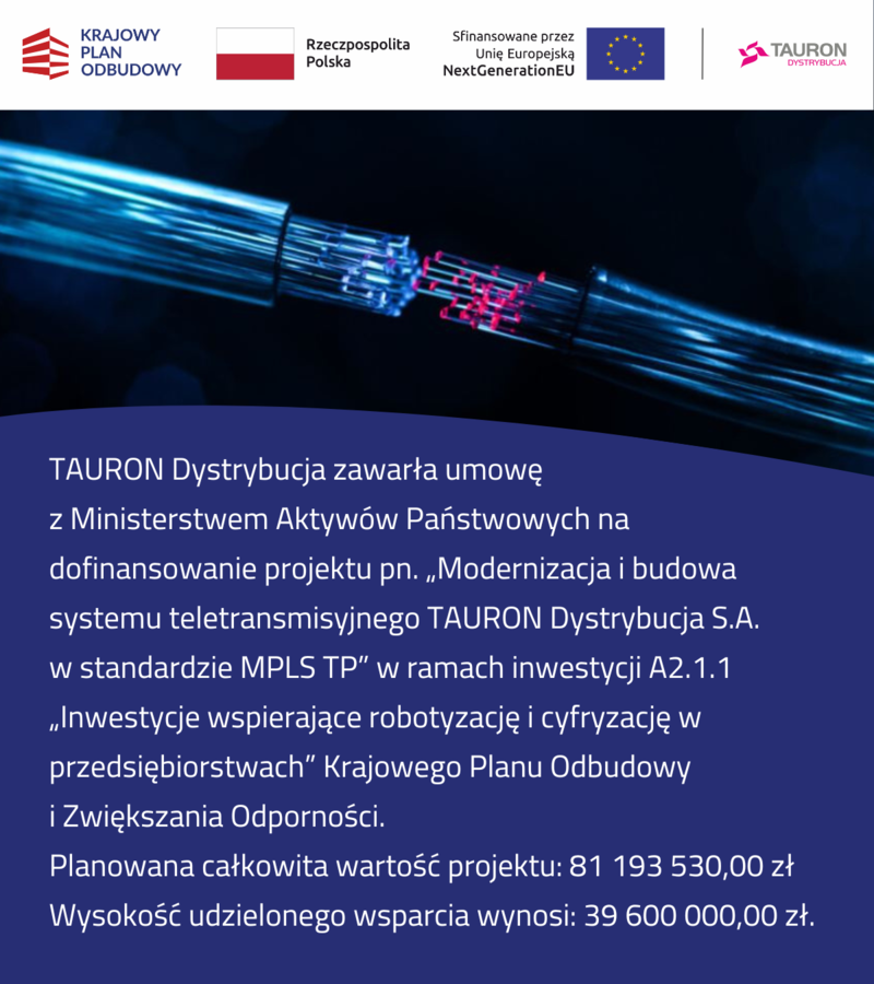 pod symbolem systemu teletransmisyjnego jest opis tego projektu, który będzie wdrażany w TAURON Dystrybucji