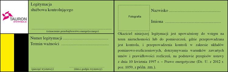 Przykład legitymacji montera