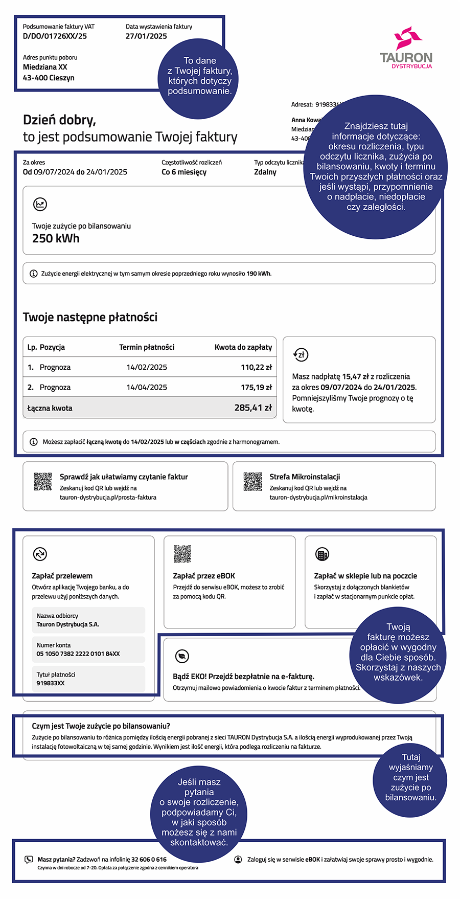 Obraz z podsumowania faktury 6 miesięcznej - prosument