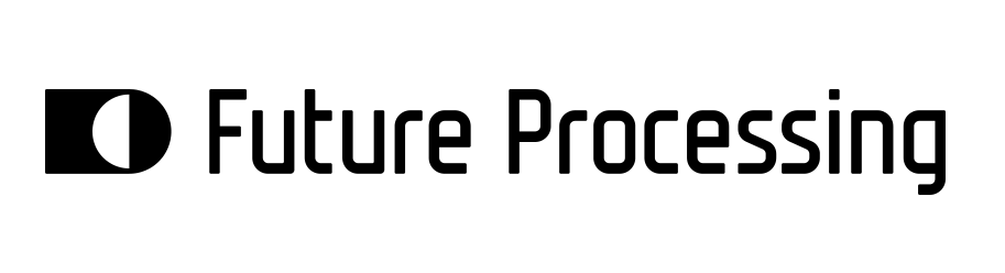 Logo firmy Future Processing na którym widać czarny napis Future Processing